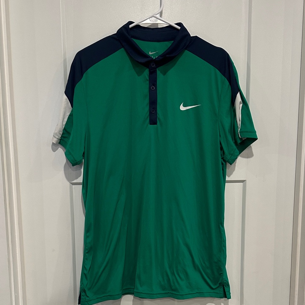 Nike Men's Green and Navy Polo Shirt